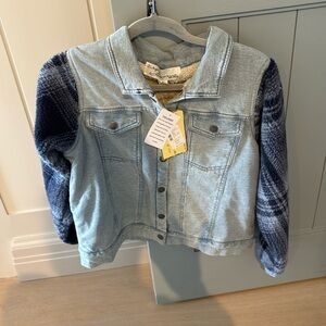 Vintage Havana blue Denim Jacket With fleece  Sleeves size small